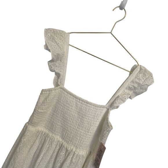 Nanette Lepore White Eyelet Smocked Midi Dress Cotton Size 12 NWT - Picture 2 of 7